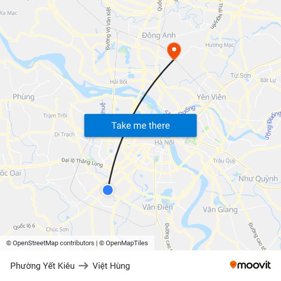 Phường Yết Kiêu to Việt Hùng map