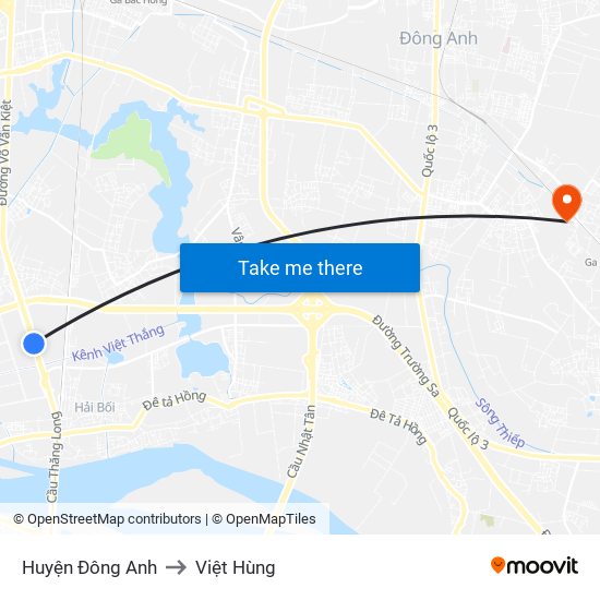 Huyện Đông Anh to Việt Hùng map