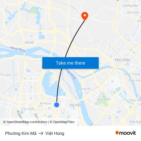 Phường Kim Mã to Việt Hùng map