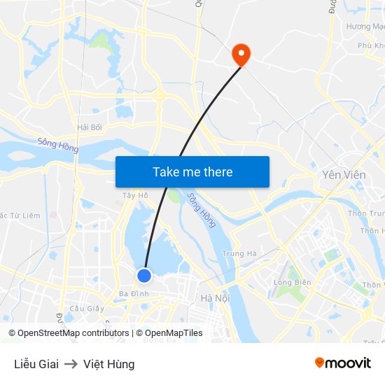 Liễu Giai to Việt Hùng map