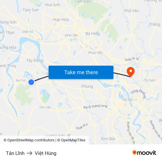 Tản Lĩnh to Việt Hùng map