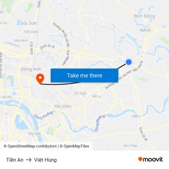 Tiền An to Việt Hùng map