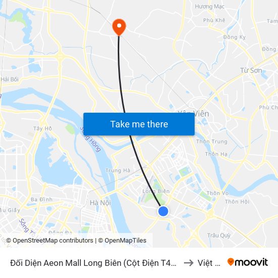 Đối Diện Aeon Mall Long Biên (Cột Điện T4a/2a-B Đường Cổ Linh) to Việt Hùng map