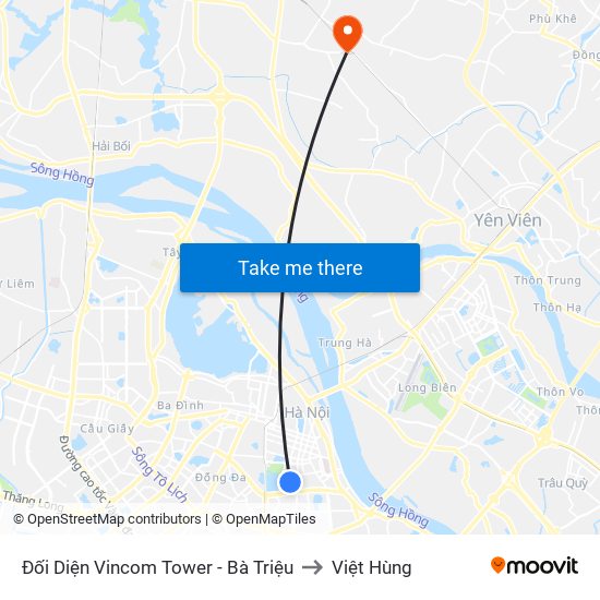 Đối Diện Vincom Tower - Bà Triệu to Việt Hùng map