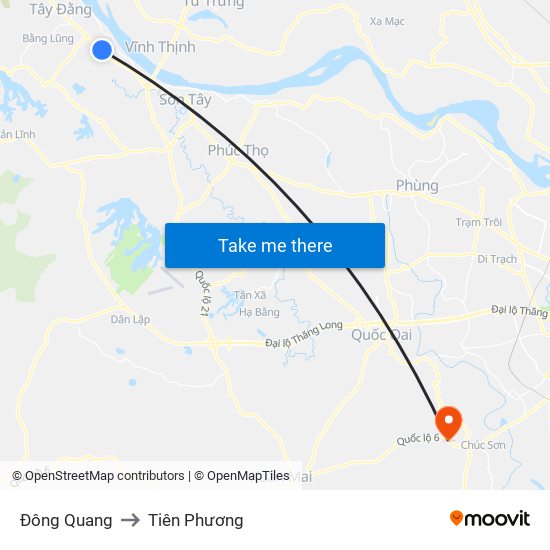 Đông Quang to Tiên Phương map