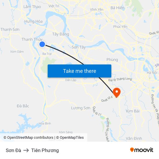 Sơn Đà to Tiên Phương map