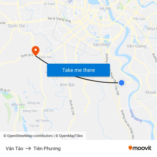 Vân Tảo to Tiên Phương map