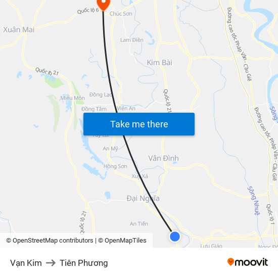 Vạn Kim to Tiên Phương map