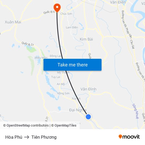 Hòa Phú to Tiên Phương map
