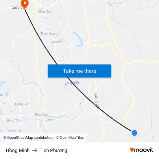Hồng Minh to Tiên Phương map