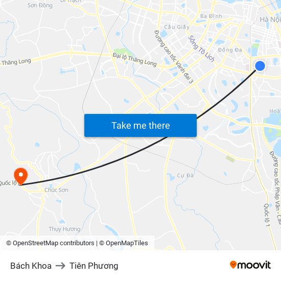 Bách Khoa to Tiên Phương map