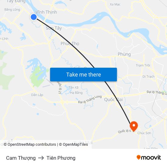 Cam Thượng to Tiên Phương map