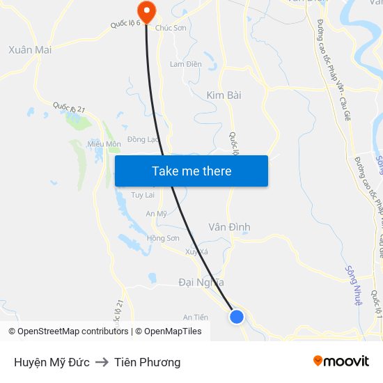 Huyện Mỹ Đức to Tiên Phương map