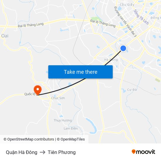 Quận Hà Đông to Tiên Phương map