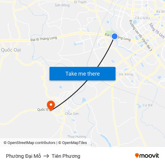 Phường Đại Mỗ to Tiên Phương map