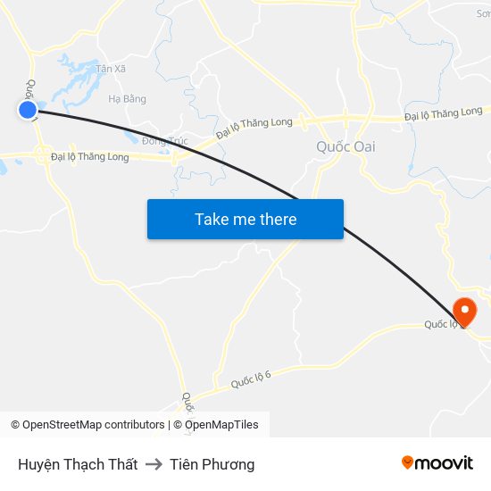 Huyện Thạch Thất to Tiên Phương map