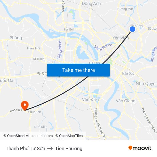 Thành Phố Từ Sơn to Tiên Phương map