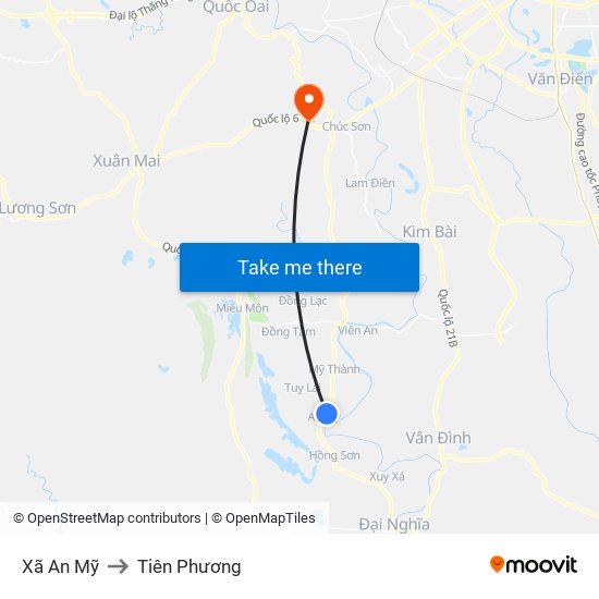 Xã An Mỹ to Tiên Phương map