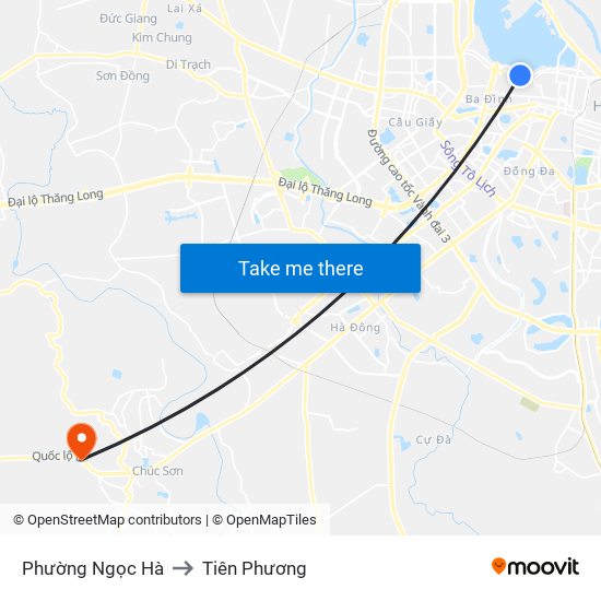 Phường Ngọc Hà to Tiên Phương map