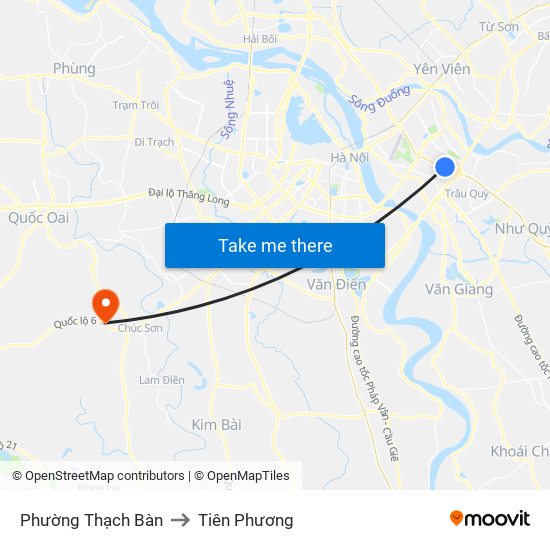 Phường Thạch Bàn to Tiên Phương map