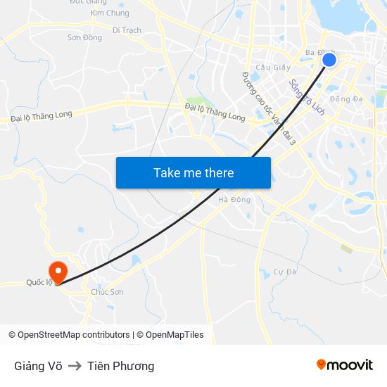 Giảng Võ to Tiên Phương map