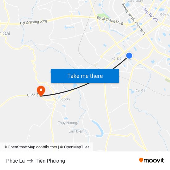 Phúc La to Tiên Phương map