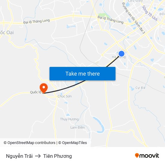 Nguyễn Trãi to Tiên Phương map