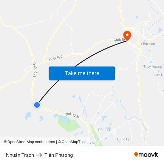 Nhuận Trạch to Tiên Phương map