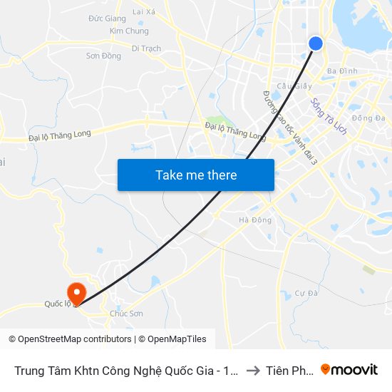 Trung Tâm Khtn Công Nghệ Quốc Gia - 18 Hoàng Quốc Việt to Tiên Phương map