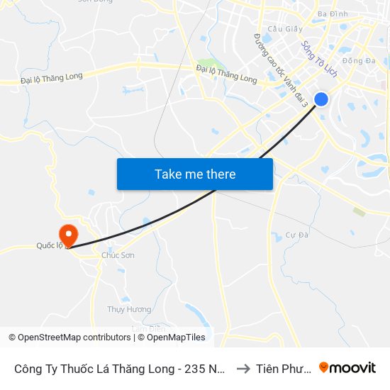 Công Ty Thuốc Lá Thăng Long - 235 Nguyễn Trãi to Tiên Phương map