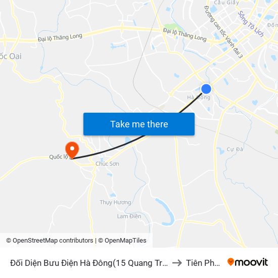 Đối Diện Bưu Điện Hà Đông(15 Quang Trung Hà Đông) to Tiên Phương map