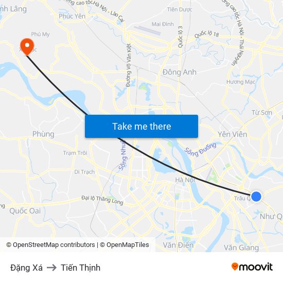 Đặng Xá to Tiến Thịnh map