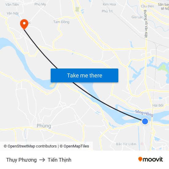 Thụy Phương to Tiến Thịnh map