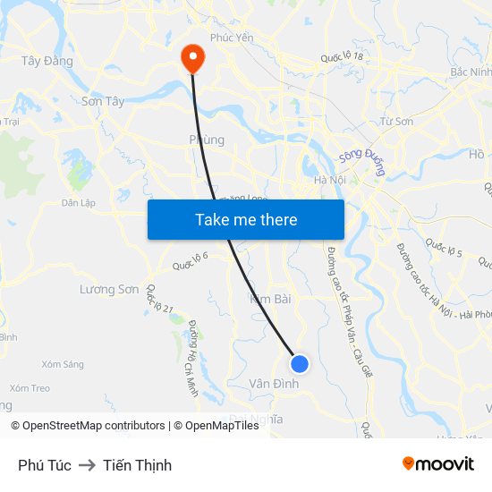 Phú Túc to Tiến Thịnh map