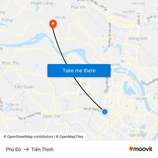 Phú Đô to Tiến Thịnh map