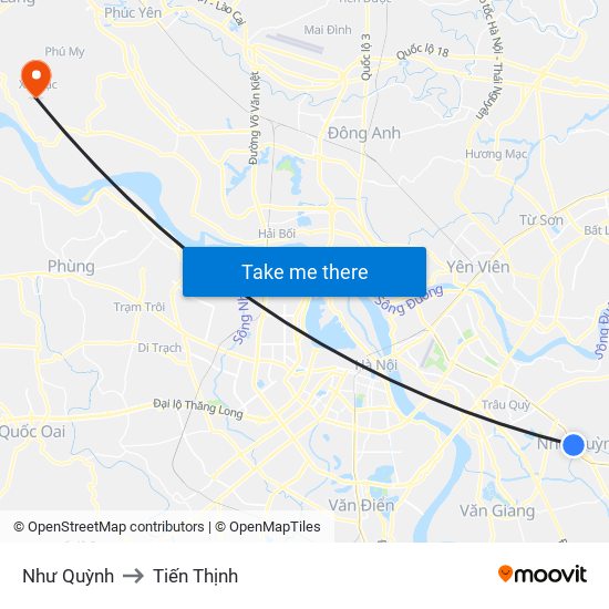 Như Quỳnh to Tiến Thịnh map