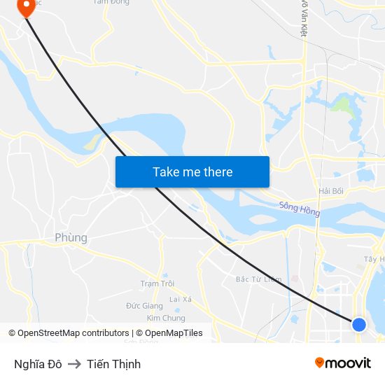 Nghĩa Đô to Tiến Thịnh map