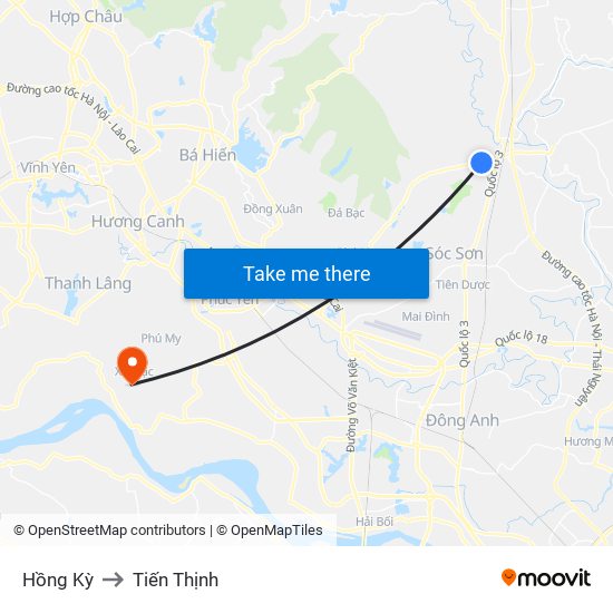 Hồng Kỳ to Tiến Thịnh map