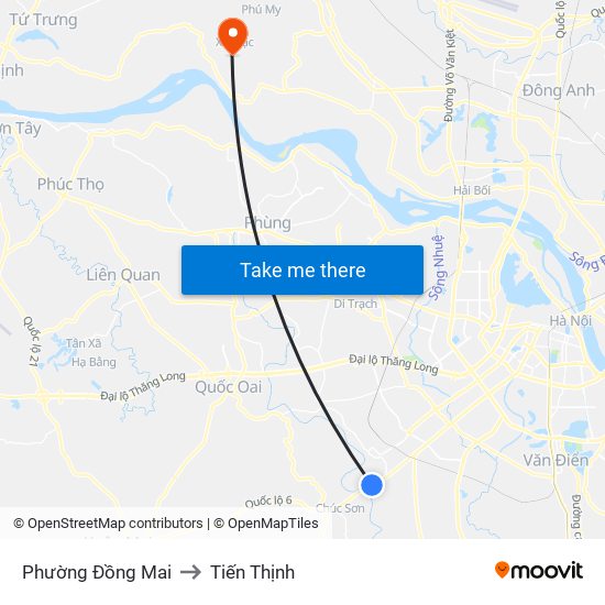 Phường Đồng Mai to Tiến Thịnh map