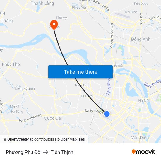 Phường Phú Đô to Tiến Thịnh map