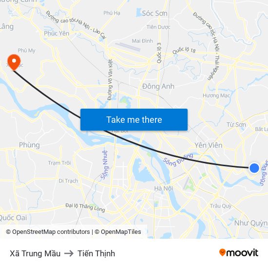 Xã Trung Mầu to Tiến Thịnh map