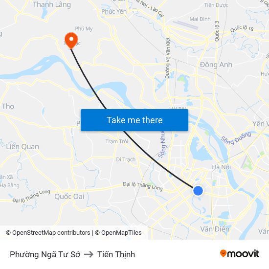 Phường Ngã Tư Sở to Tiến Thịnh map