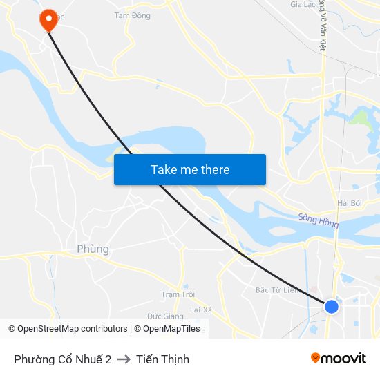 Phường Cổ Nhuế 2 to Tiến Thịnh map