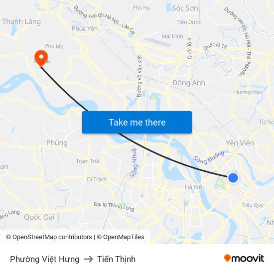 Phường Việt Hưng to Tiến Thịnh map