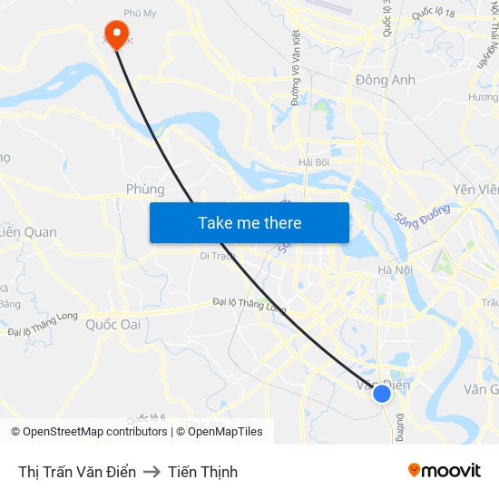 Thị Trấn Văn Điển to Tiến Thịnh map