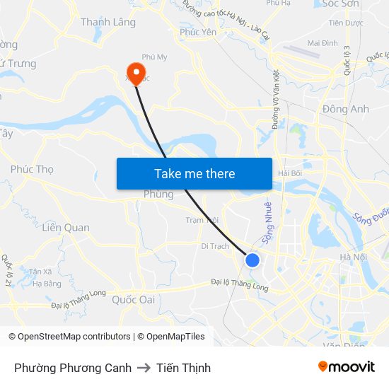 Phường Phương Canh to Tiến Thịnh map