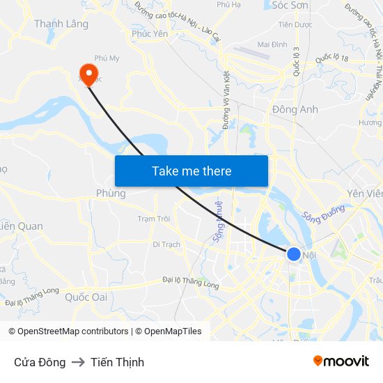 Cửa Đông to Tiến Thịnh map