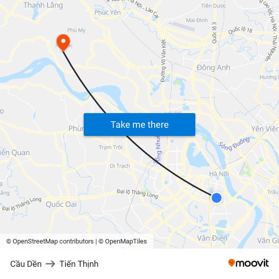 Cầu Dền to Tiến Thịnh map