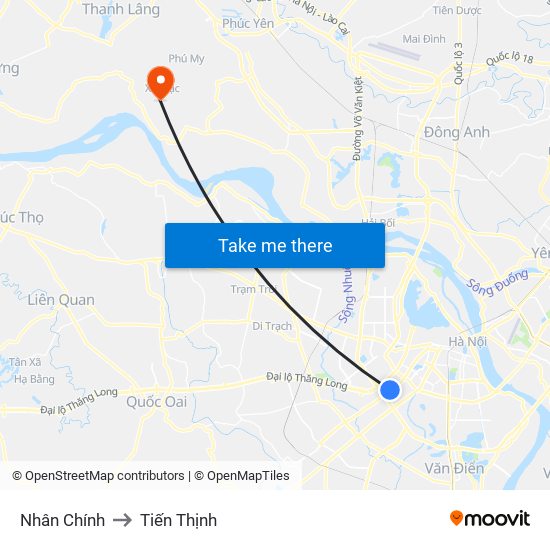 Nhân Chính to Tiến Thịnh map