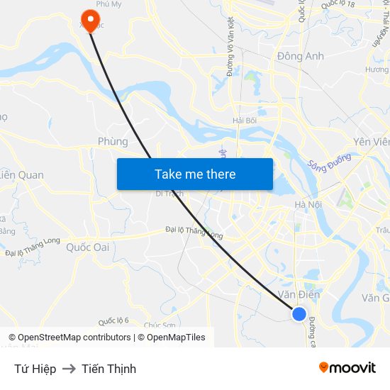 Tứ Hiệp to Tiến Thịnh map